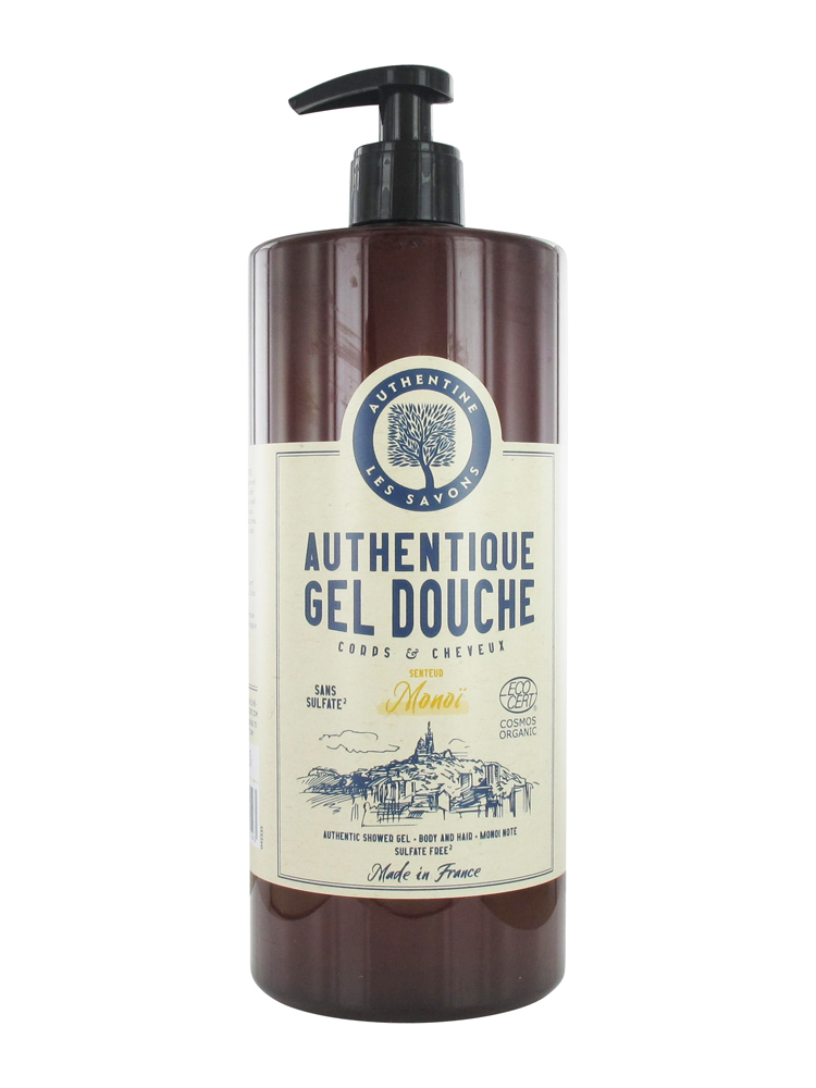 Authentine Authentique Gel Douche Corps & Cheveux Monoï (Sans sulfate) 1 L