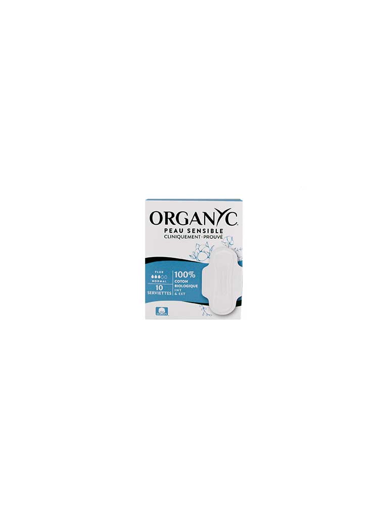 Organyc Serviette Coton Bio Gots Normal Bte 10