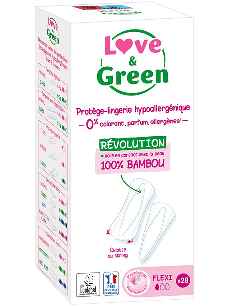 Love & Green Protège-Lingeries Hypoallergéniques et Écologiques "flexi" X 28