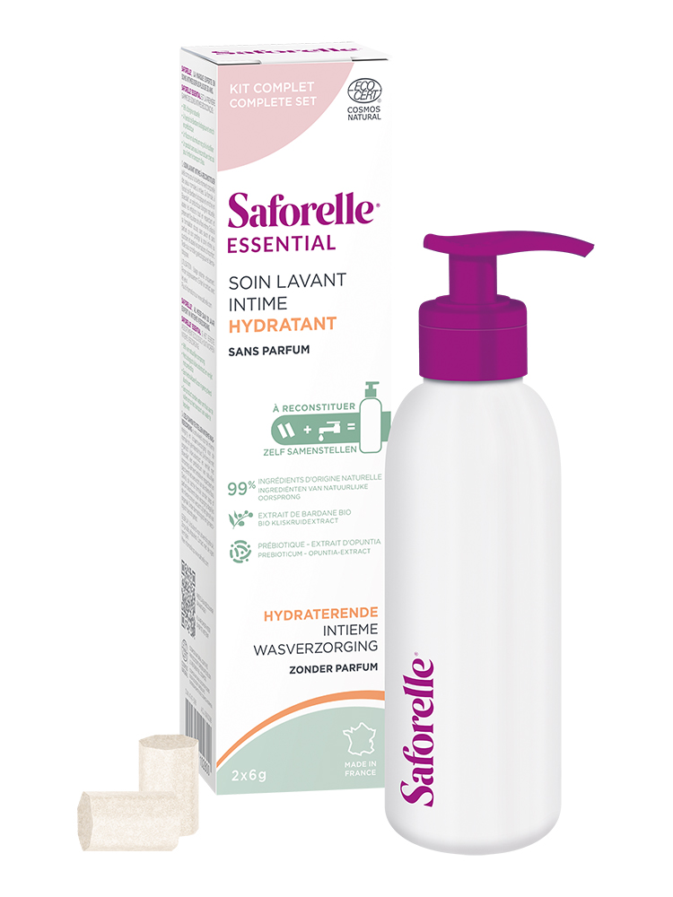 Saforelle Soin Lavant Intime Hydratant à Reconstituer 1 Flacon + 2 Bâtonnets