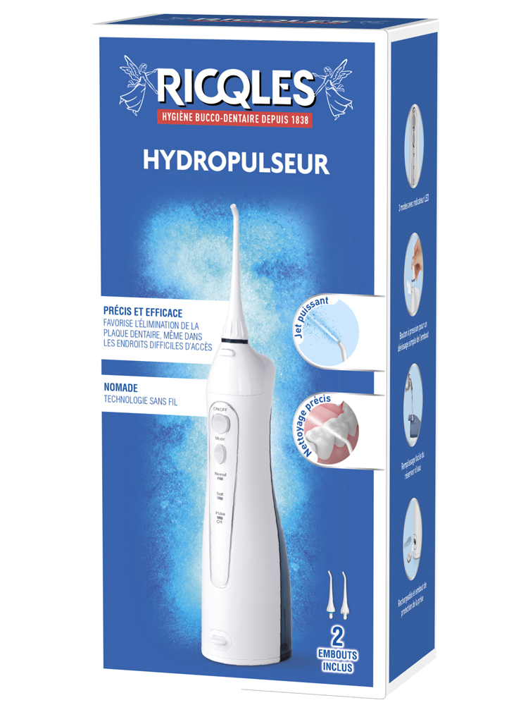 Ricqlès Hydropulseur 1 Unité + 2 Embouts Interchangeables