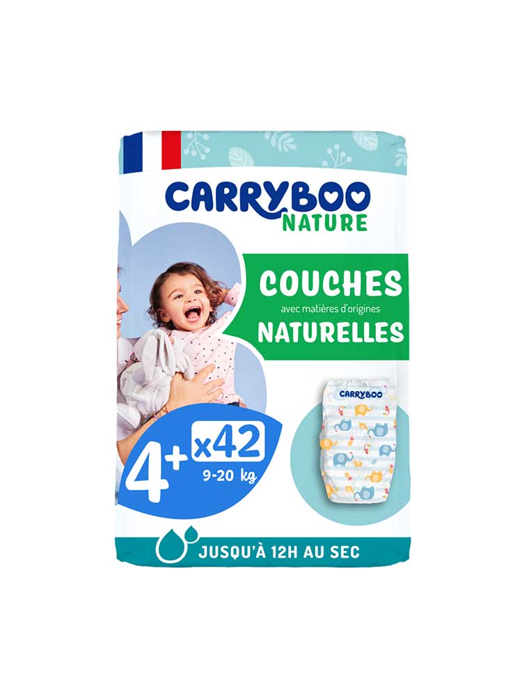 Carryboo Nature Couches Naturelles à Motif Taille 4+ (9-20Kg) - 42 Couches