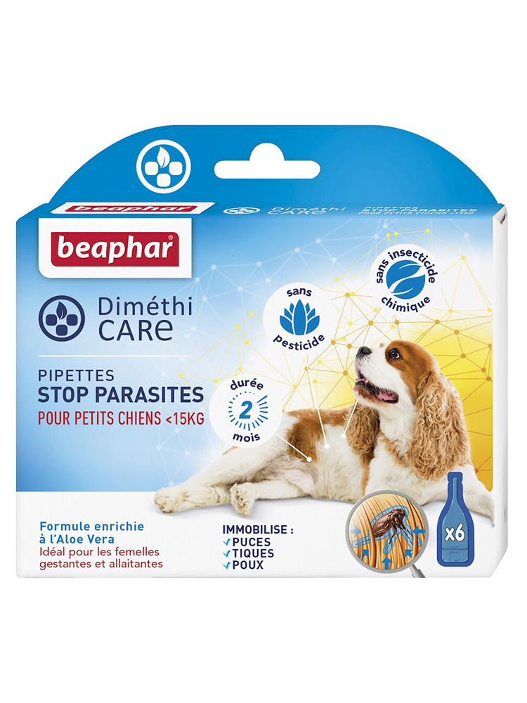 Beaphar Diméthicare Stop Parasites Chiens En Dessous de 15 Kg 6 Pipettes