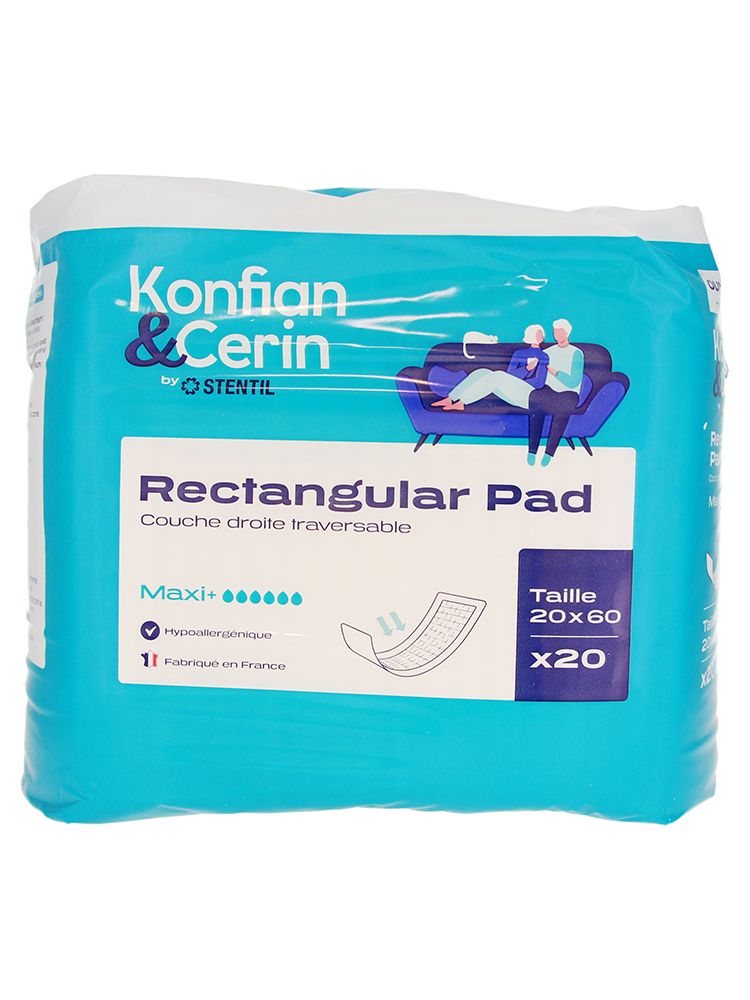 Stentil Konfian & Cerin Rectangular Pad Couche Droite Traversable 20 x 60 cm 20 Unités