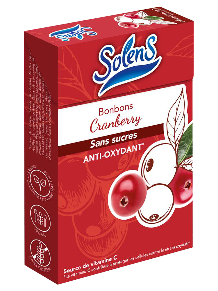 Solens Bonbons Sans Sucres Cranberry Anti-Oxydant 50 g