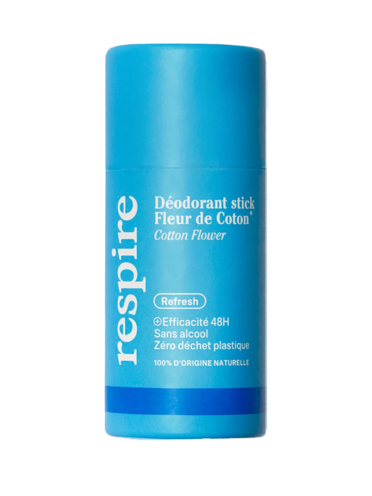 Respire Déodorant Fleur de Coton Stick Solide Efficacité 48H Carton Bio 50 g