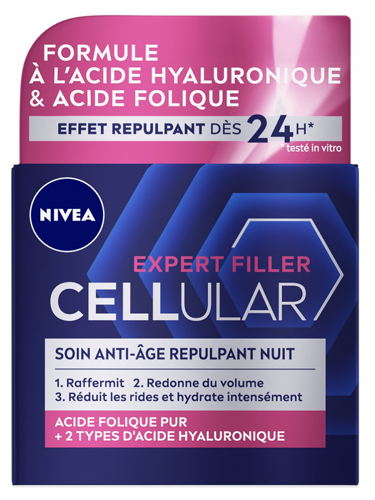 Nivea Cellular Expert Filler Crème Visage Nuit Anti-Âge Repulpant 50 ml