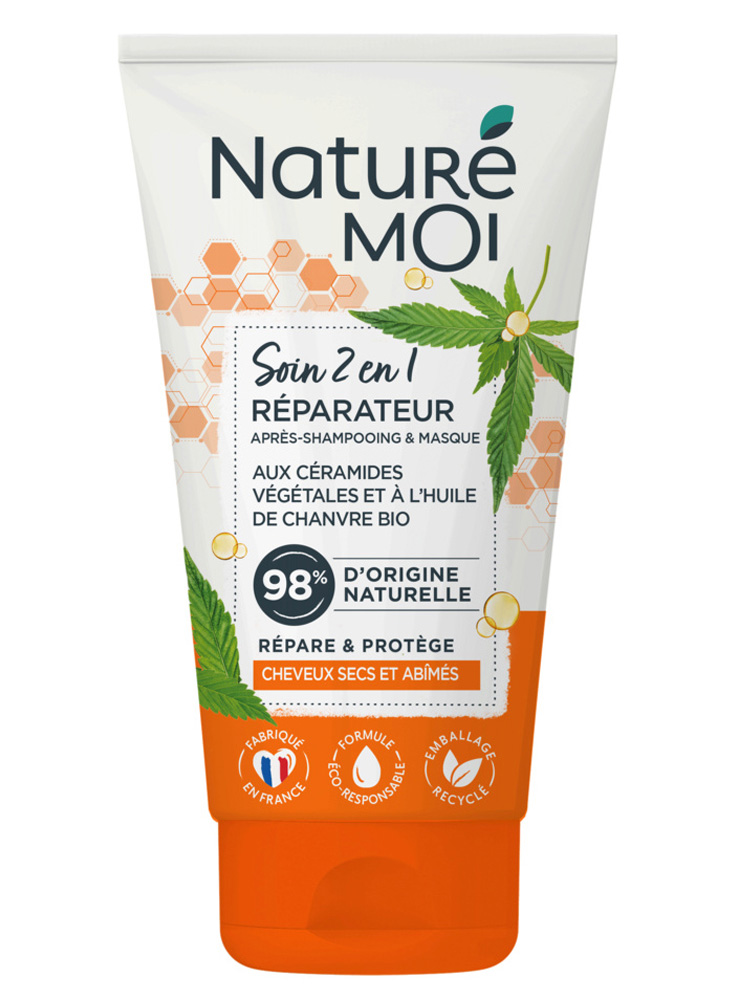 Naturé Moi Soin 2 en 1 Réparateur Après-Shampoing et Masque Aux Céramides Végétales et à l'Huile de Chanvre 150 ml