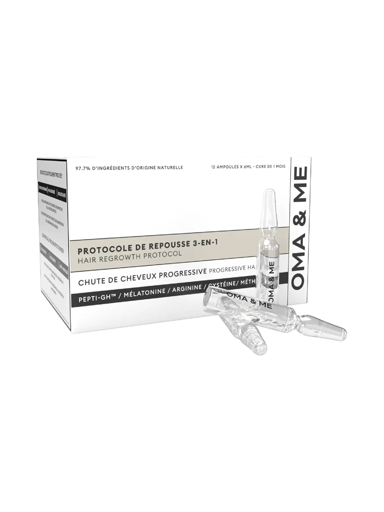 OMA & ME Protocole de Repousse 3-en-1 Chute de Cheveux Progressive 12 Ampoules