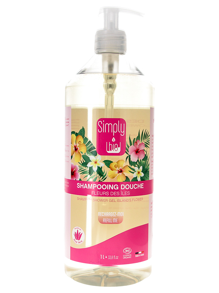 Simply Bio Shampoing Douche Fleurs des Îles Biologique 1 Litre