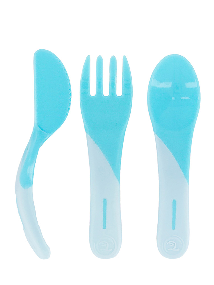 Twistshake Couverts d'Apprentissage Dès 6 Mois - Couleur : Bleu Pastel