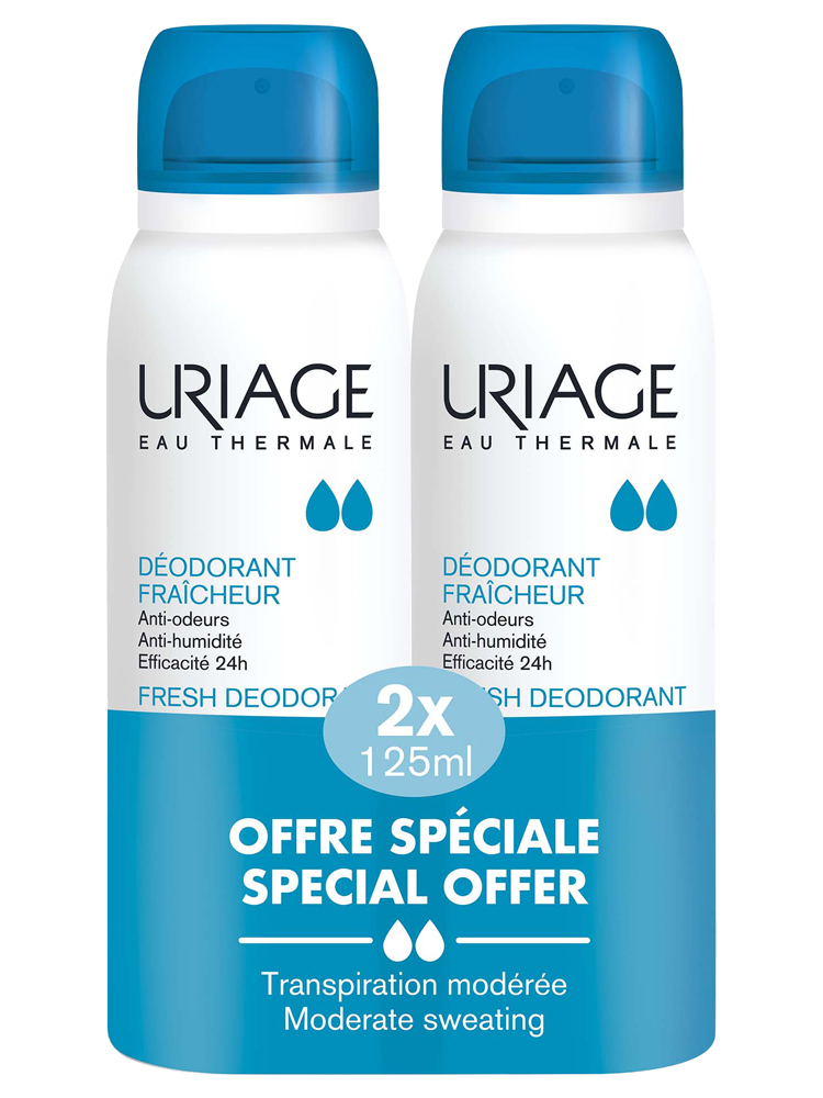Uriage Déodorant Fraîcheur Transpiration Modérée Peaux Sensibles 2 x 125 ml