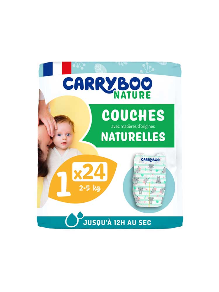 Carryboo Couches Naturelles Taille 1 (2-5Kg) 24 Couches