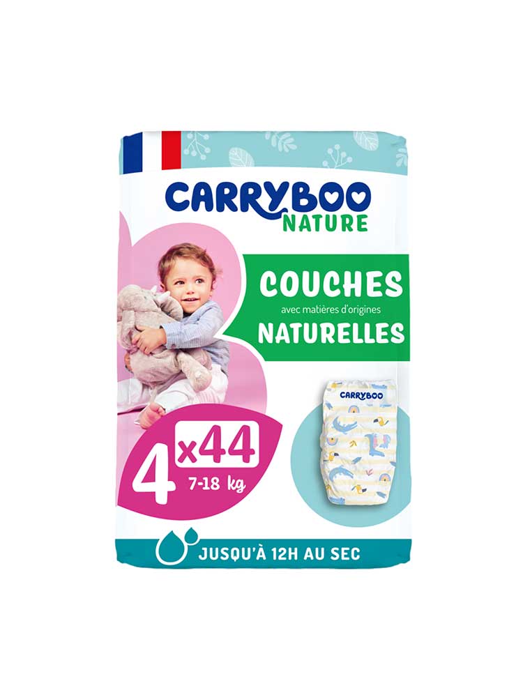 Carryboo Couches Naturelles à Motif Taille 4 (7-18Kg) 44 Couches