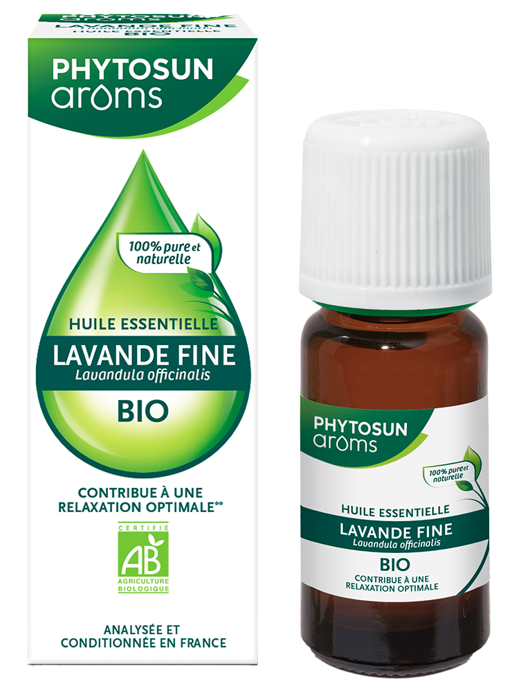 Phytosun Arôms Huile Essentielle Lavande Fine Bio - Hebbd - 100 % Pure & Naturelle - Contribue à la Relaxation - 100% Bio Analysée & Conditionnée en France - 10 ml