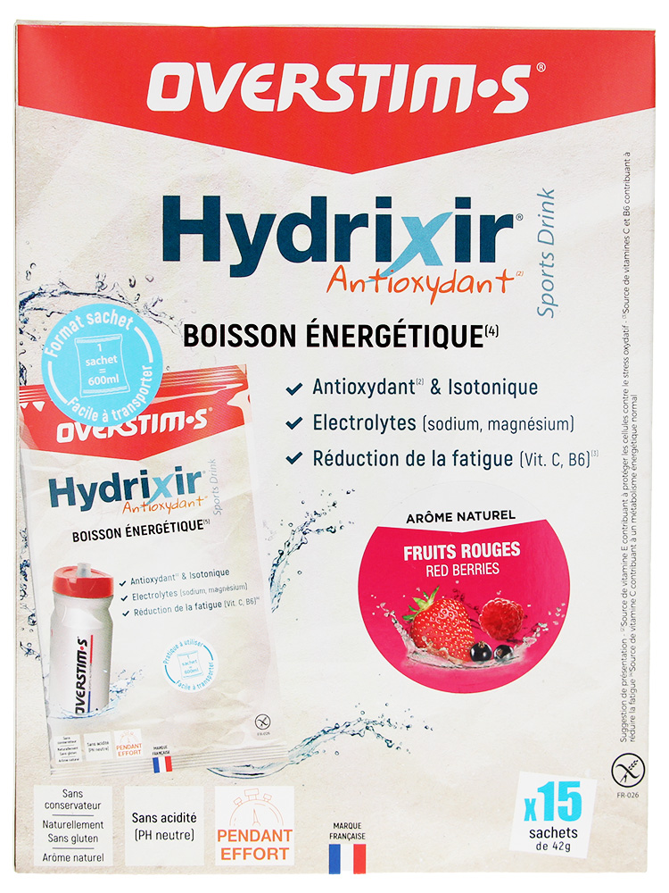 Overstims Hydrixir Antioxydant Boisson Énergétique 15 Sachets - Goût : Fruits Rouges