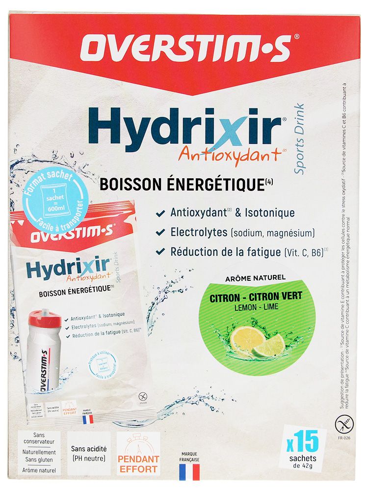 Overstims Hydrixir Antioxydant Boisson Énergétique 15 Sachets - Goût : Citron - Citron Vert
