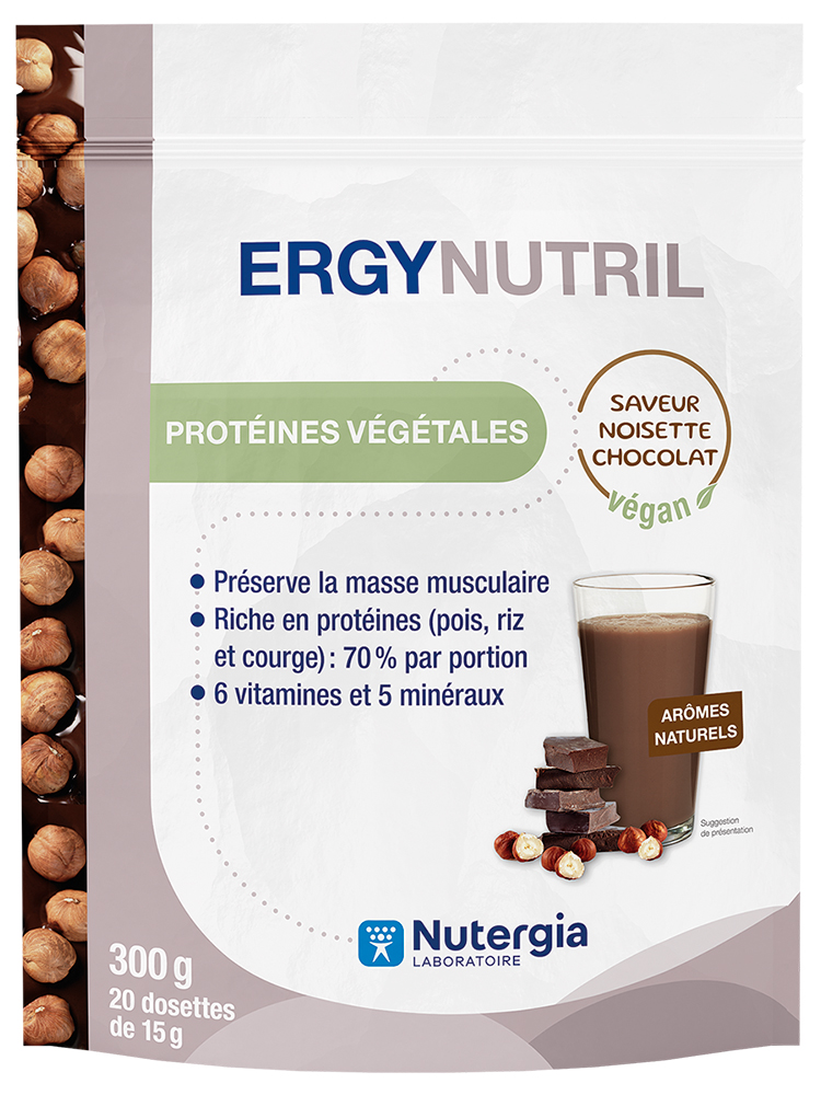 Nutergia Ergynutril Protéines Végétales Saveur Noisette Chocolat 300 g