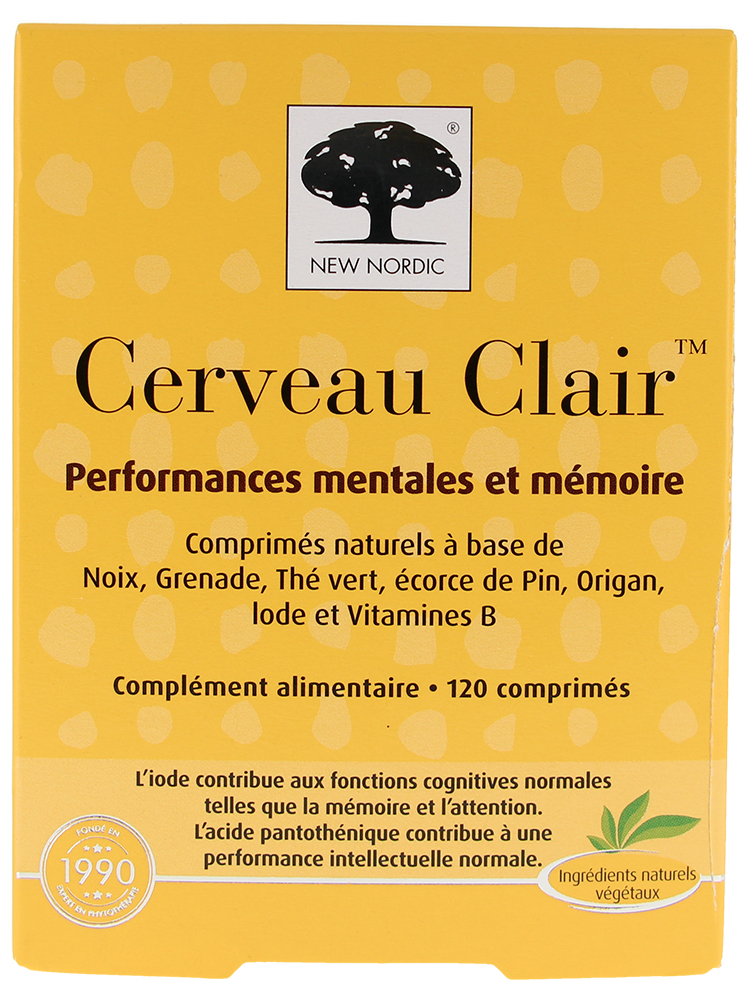 New Nordic Cerveau Clair Performance Mentales et Mémoire Complément Alimentaire 120 Comprimés