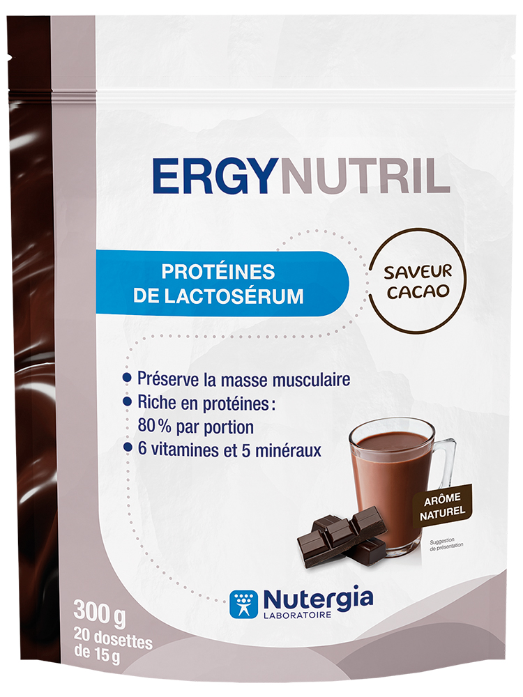Nutergia Ergynutril Protéines de Lactosérum Saveur Cacao 300 g