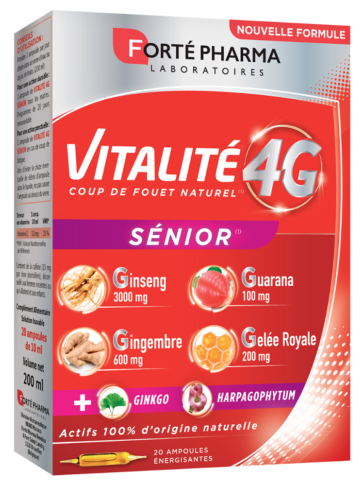 Forté Pharma Vitalité 4G Sénior 20 Ampoules Énergisantes