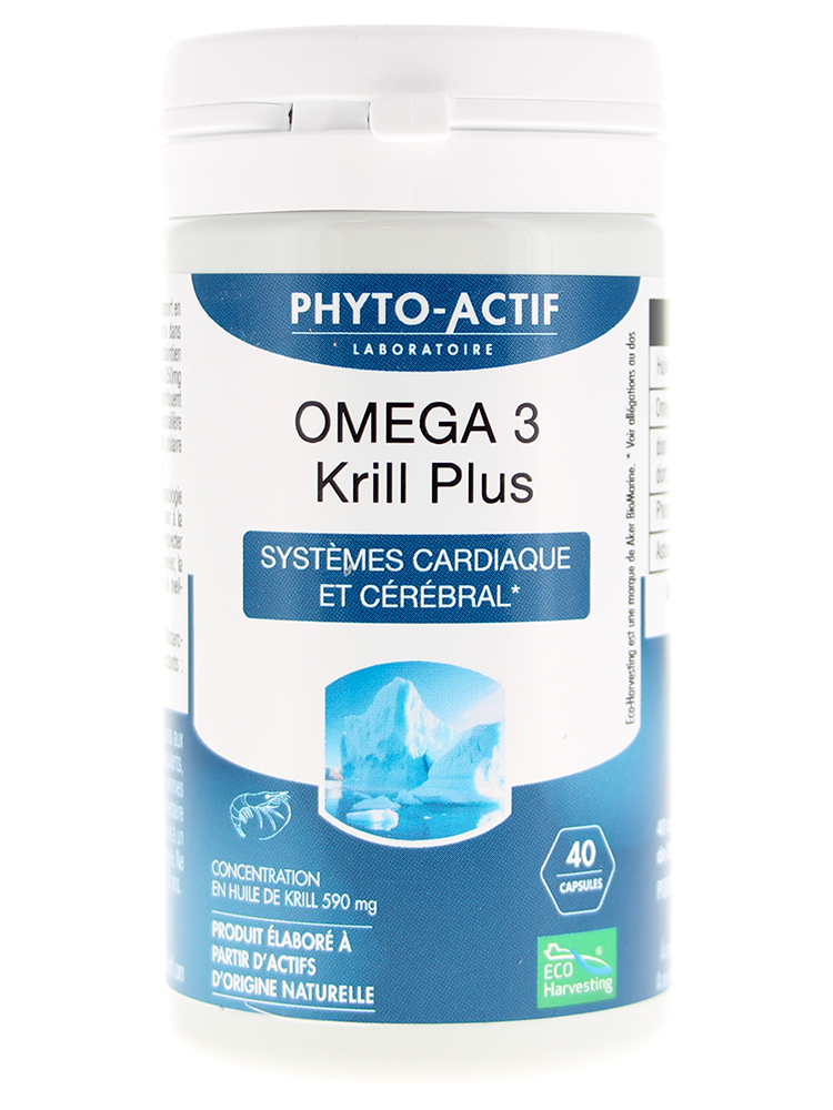 Phyto-Actif Omega 3 Krill Plus Cérébral et Système Cardiaque 40 Capsules