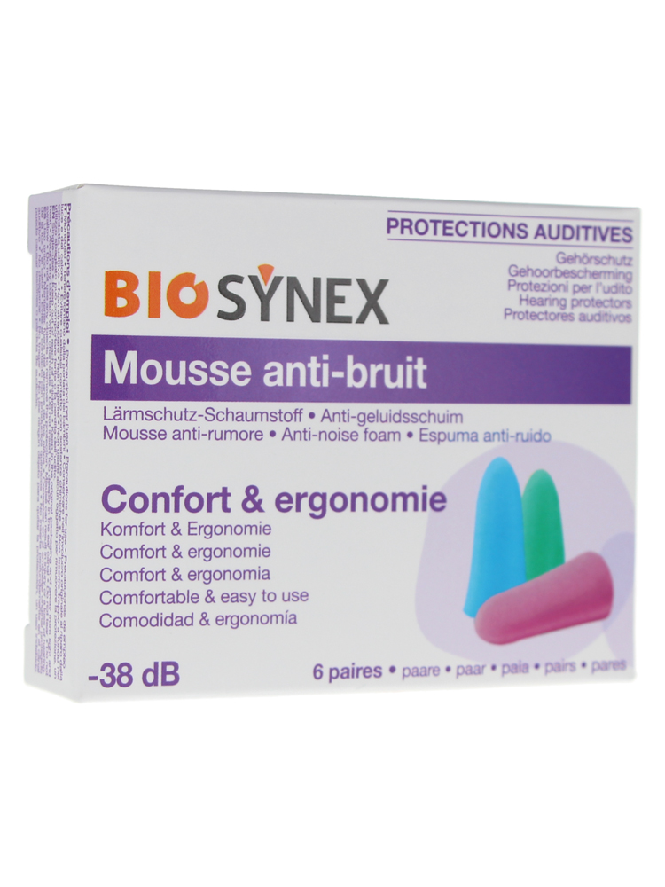 Biosynex Protections Auditives Mousse X 6 Paires