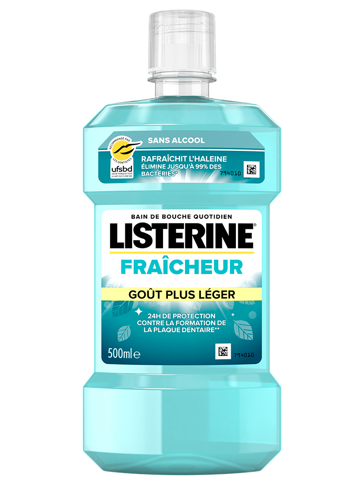 Listerine Bain de Bouche Fraîcheur Goût Plus Léger Sans Alcool 500 ml