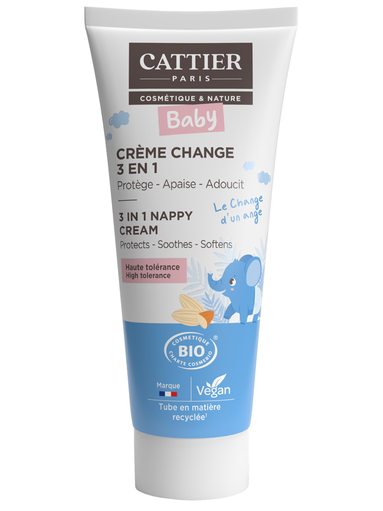 Cattier Bébé Crème Change 3 en 1 - Protège, Apaise, Adoucit - 75 ml