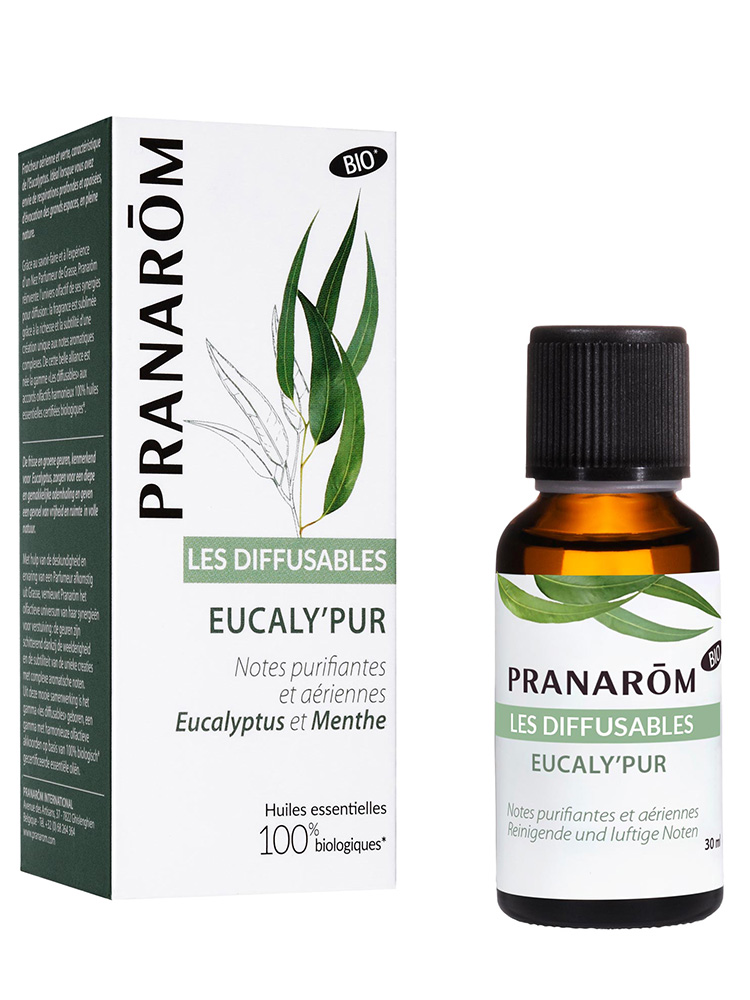 Pranarôm Les Diffusables Eucaly'Pur Mélange d'Huiles Essentielles Pour Diffuseur Notes Purifiantes et Aériennes Eucalyptus et Menthe Bio (Eco) 30 ml