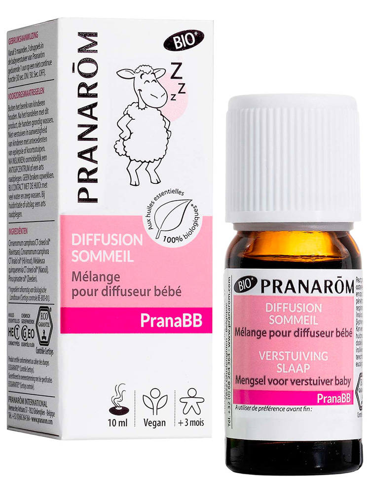 Pranarôm Pranabb Diffusion Sommeil Bio (Eco) Mélange Huiles Essentilles Biologiques Pour Diffuseur Spécial Bébé 10 ml