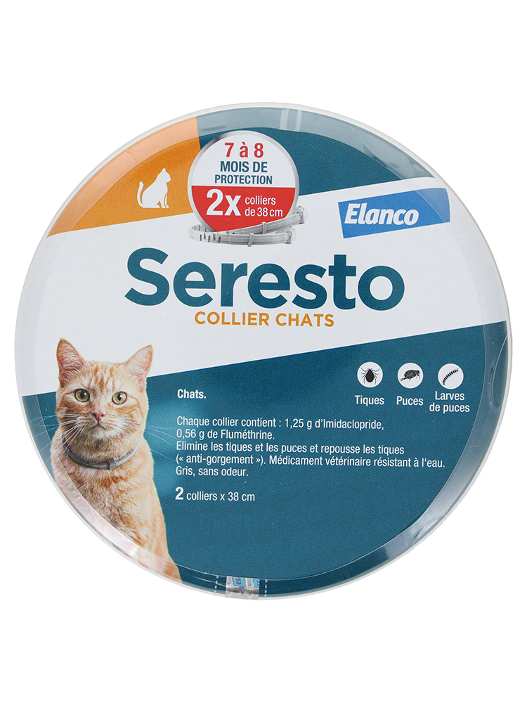 Seresto Chat - Collier Anti-Puces et Anti-Tiques Pour Chats - 2 Colliers