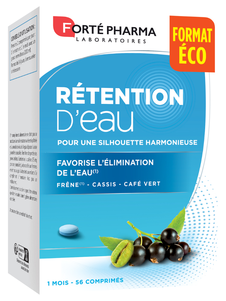 Forté Pharma Rétention d'Eau Format Éco - Élimination de L'eau - 56 Comprimés