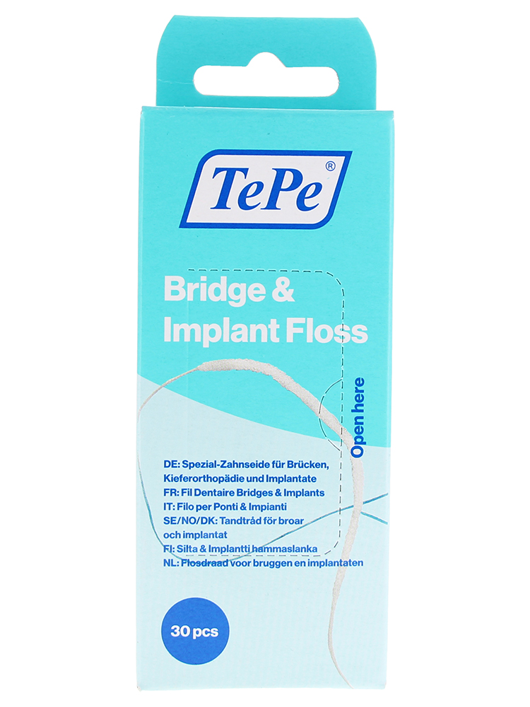 TePe Fil Dentaire Épais pour Bridges et Implants 30 Pièces