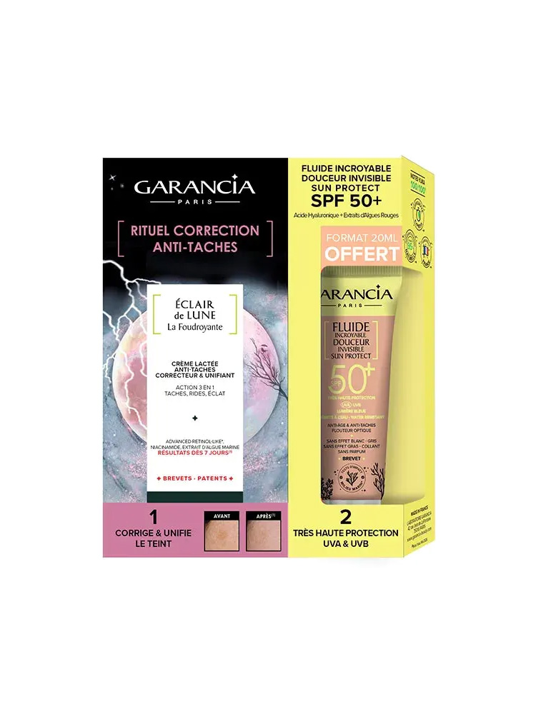 Garancia Éclair de Lune la Foudroyante 30 ml + Solaire Fluide Incroyable Douceur Invisible Spf50+ - 40 ml