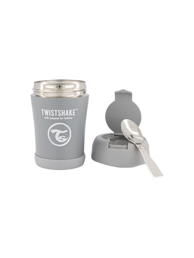 Twistshake Conteneur Alimentaire Isotherm Chaud Froid 350 ml - Couleur : Gris Pastel