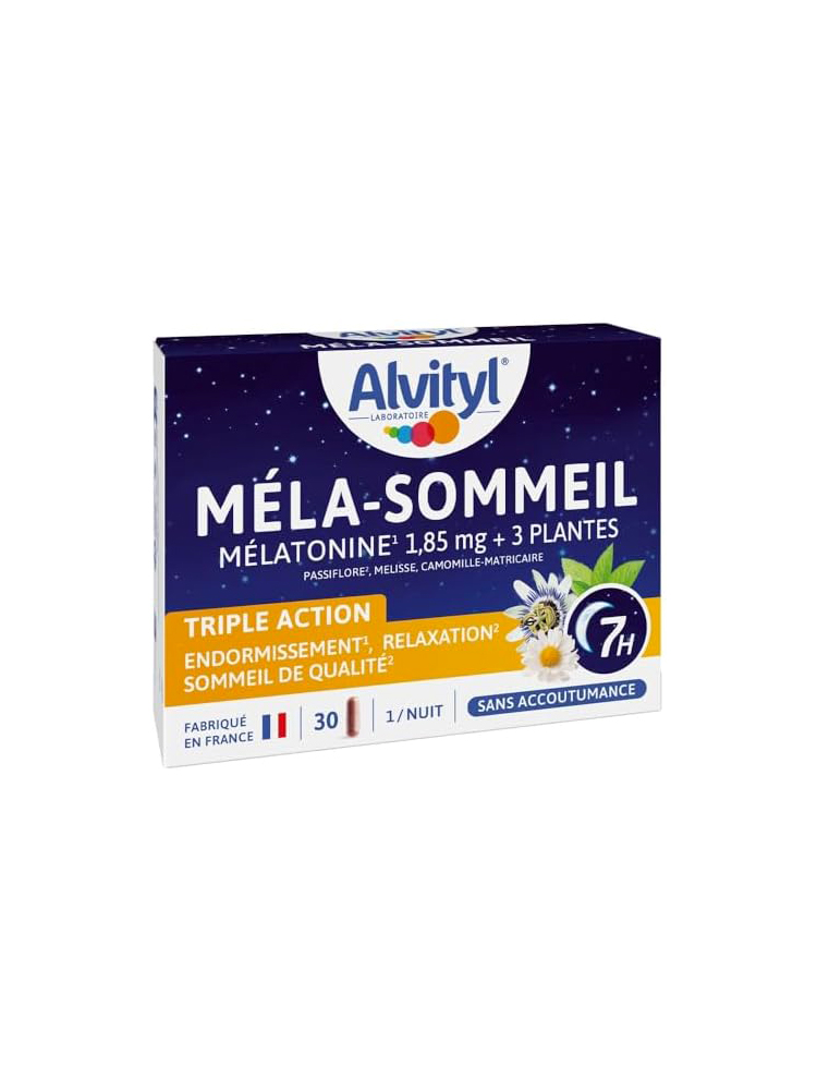Alvityl Méla-Sommeil Gélules - Mélatonine + 3 Plantes + Vitamine B6