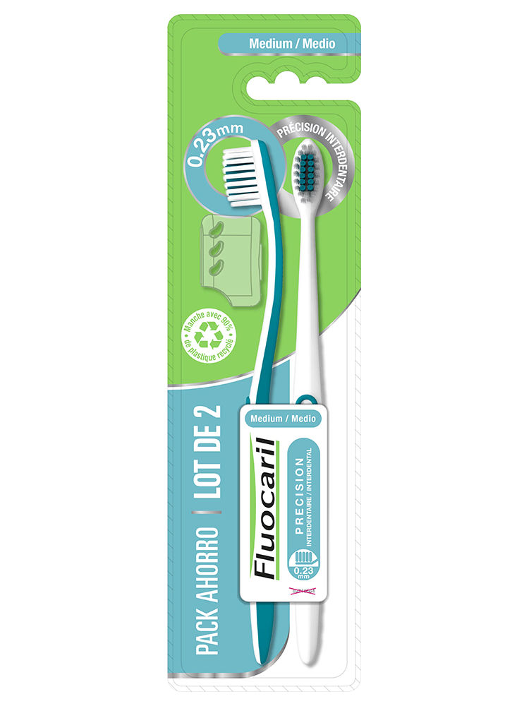 Fluocaril Brosse à Dents Précision Interdentaire Médium 0,23 mm 2Pc - Couleur : Bleu