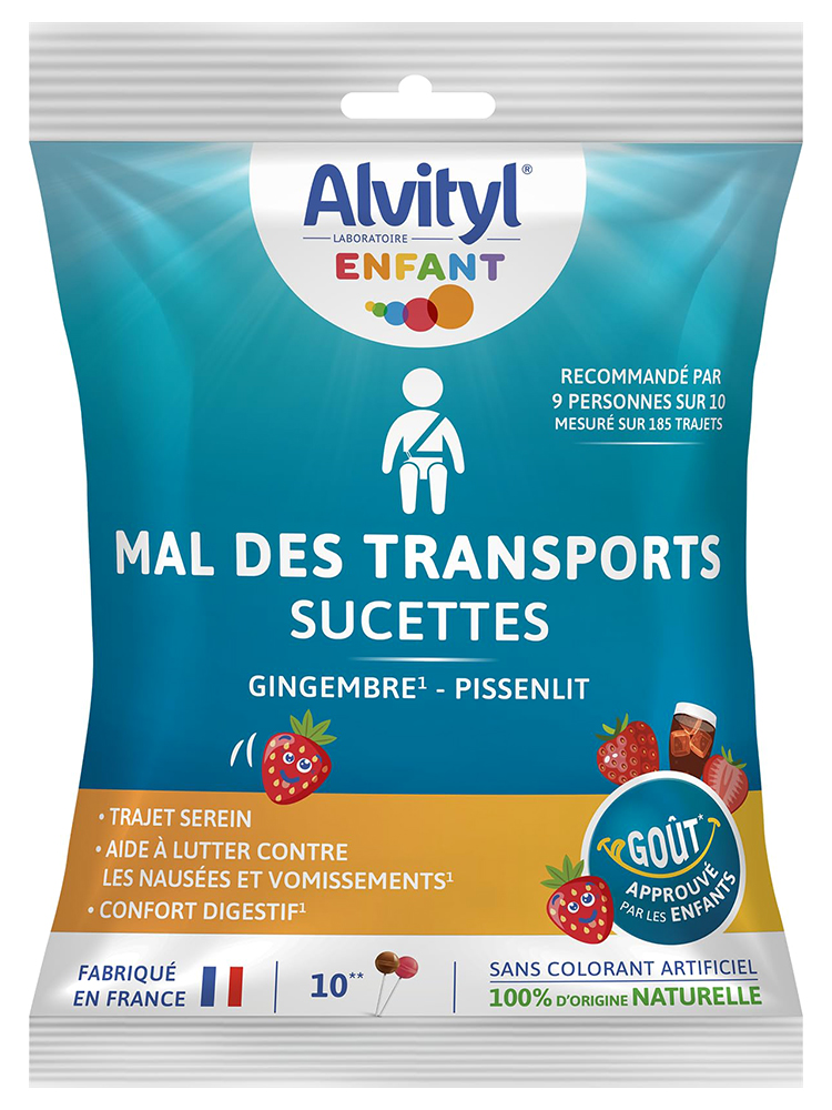 Alvityl Mal des Transports Confort Digestif 10 Sucettes