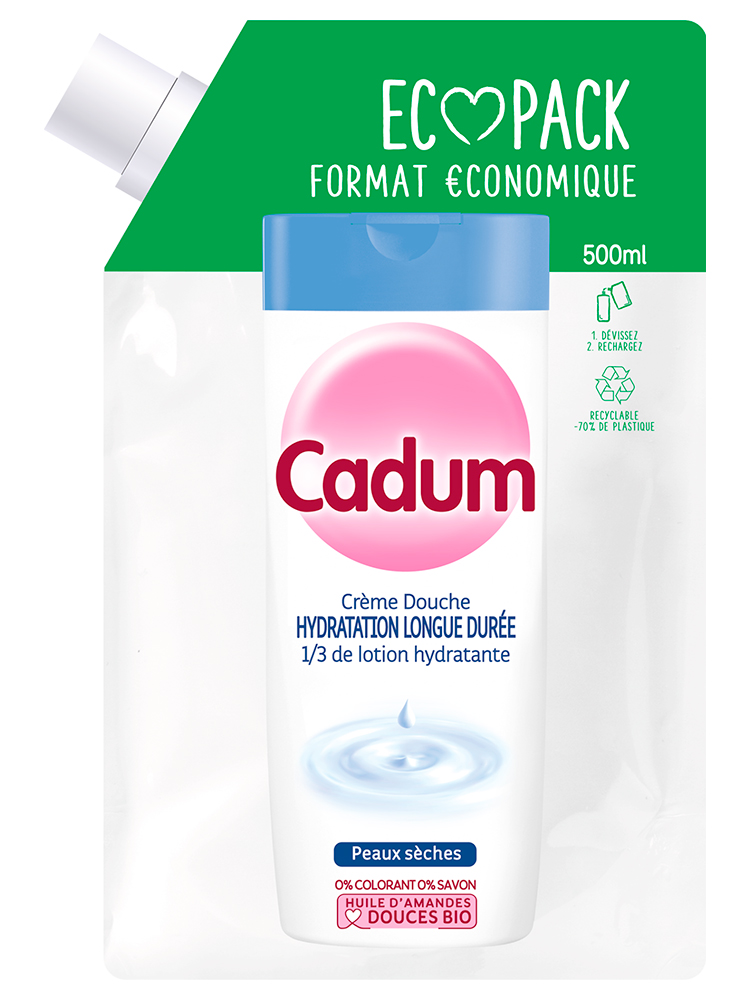 Cadum Crème Douche Hydratation Longue Durée Éco Recharge de 500 ML