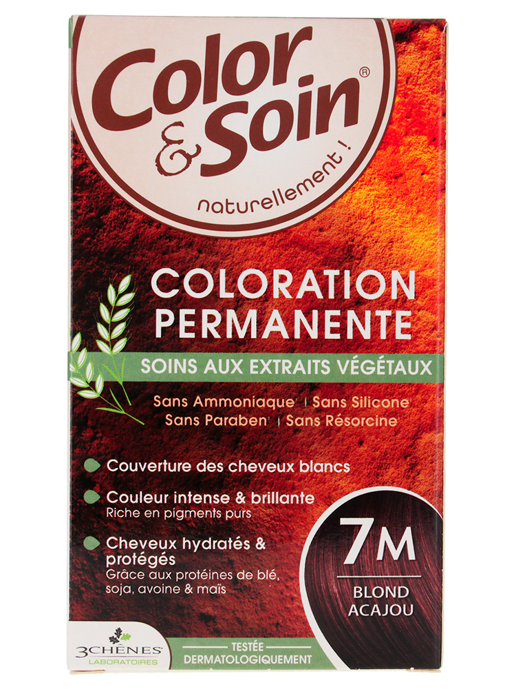 Les 3 Chênes Color & Soin Coloration Permanente Extraits Végétaux Sans Ammoniaque - Coloration : Blond Acajou : 7M