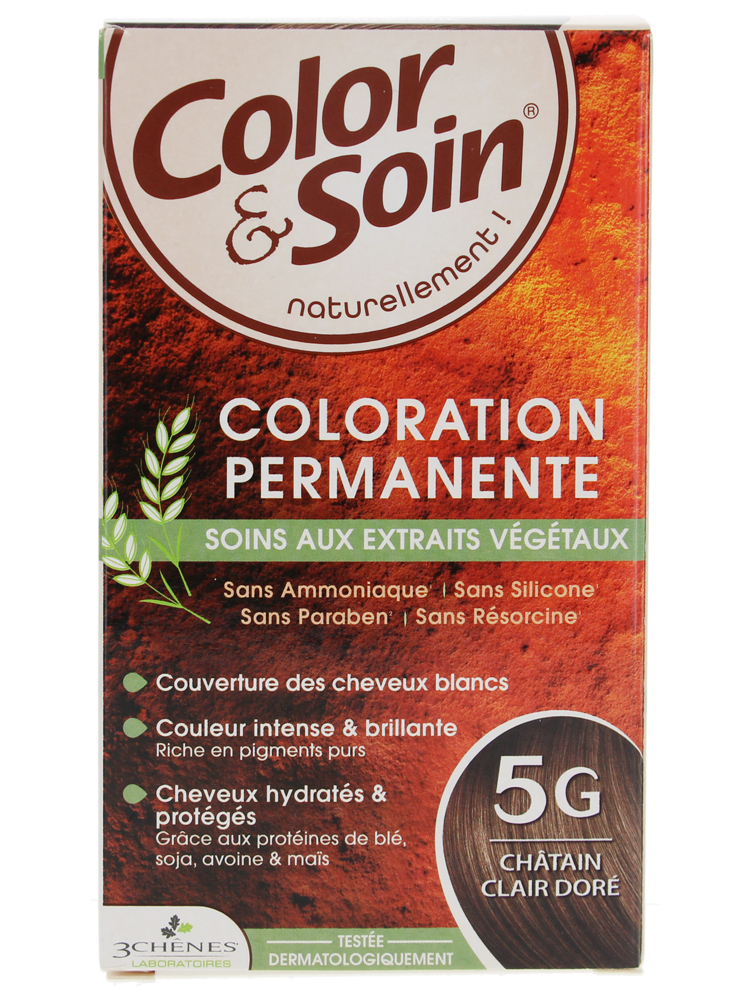 Les 3 Chênes Color & Soin Coloration Permanente Extraits Végétaux Sans Ammoniaque - Coloration : Châtain Clair Doré : 5G