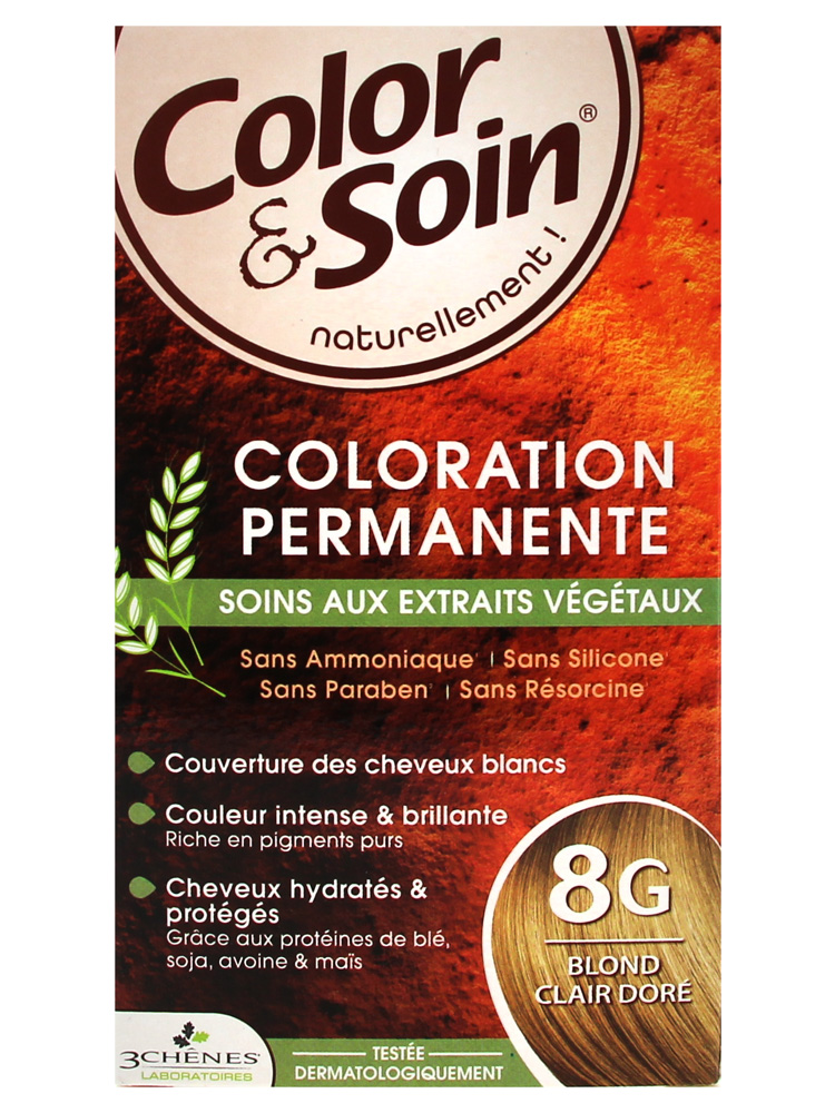 Les 3 Chênes Color & Soin Coloration Permanente Extraits Végétaux Sans Ammoniaque - Coloration : Blond Clair Doré : 8G