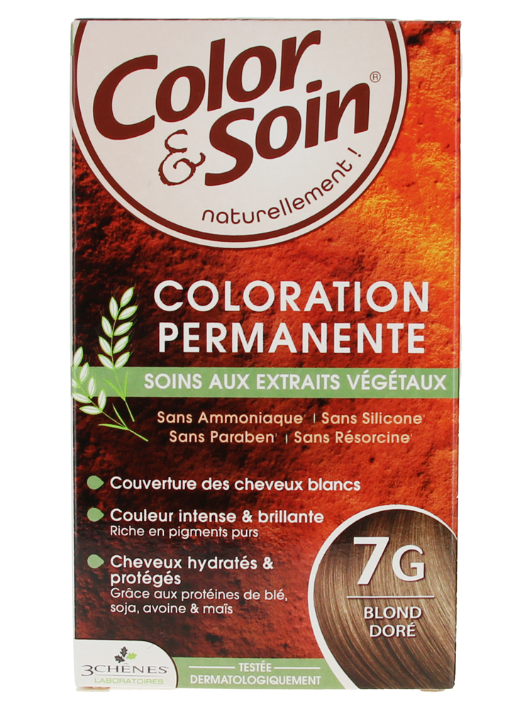 Les 3 Chênes Color & Soin Coloration Permanente Extraits Végétaux Sans Ammoniaque - Coloration : Blond Doré : 7G