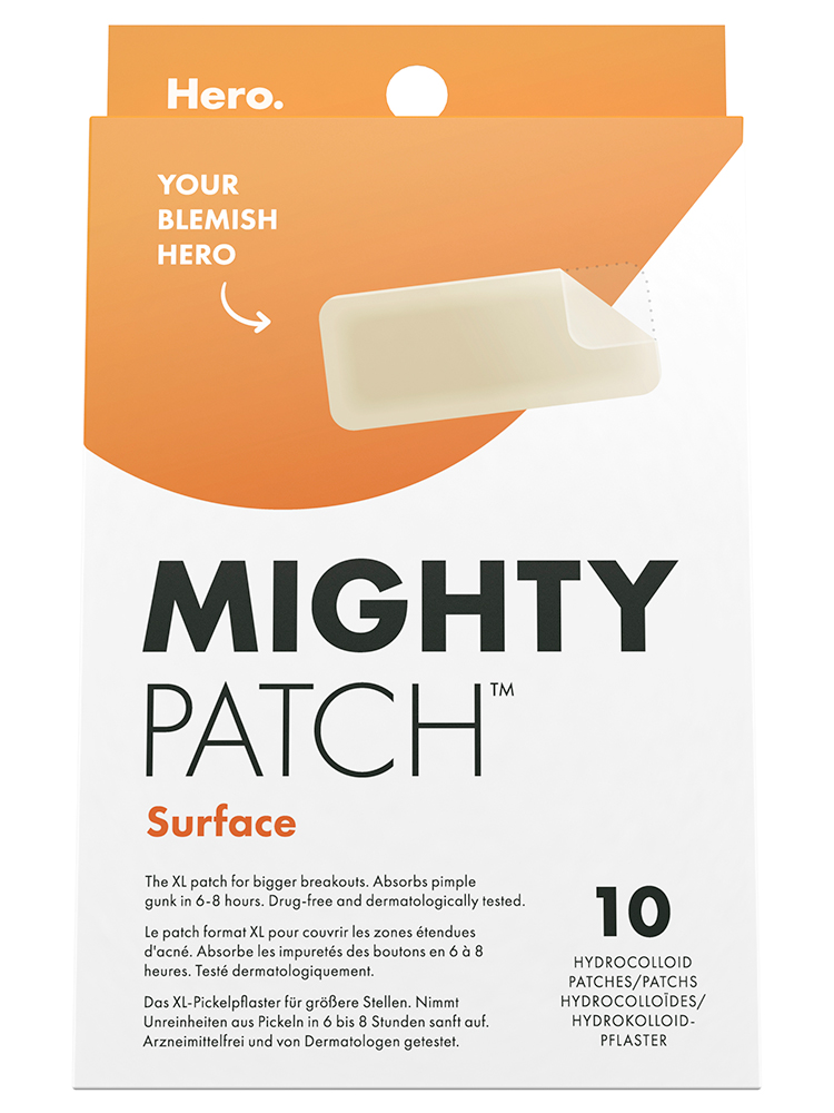 Hero – Mighty Patch Surface – Patchs Anti-Acné Jour et Nuit Pour Les Zones Étendues – Boîte de 10 Patchs