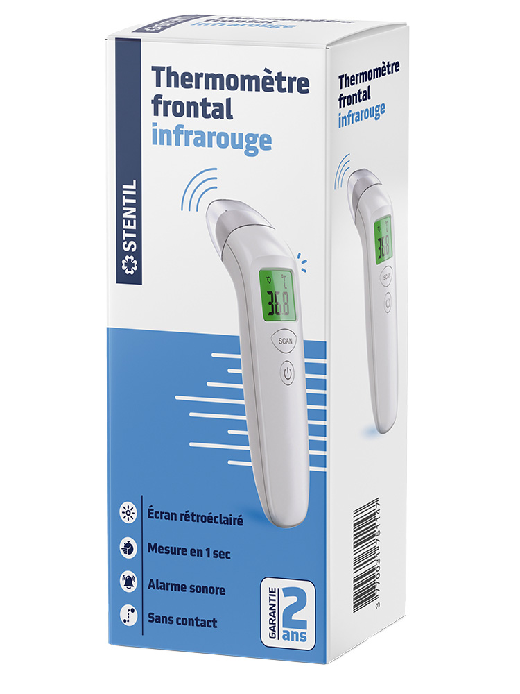 Stentil Thermomètre Frontal Infrarouge - Piles Incluses