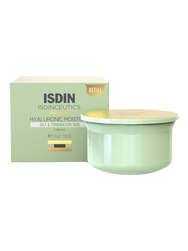 Isdin Isdinceutics Crème de Jour Hyaluronic Moisture Hydratante Peaux Grasses et Mixtes Recharge 50 g