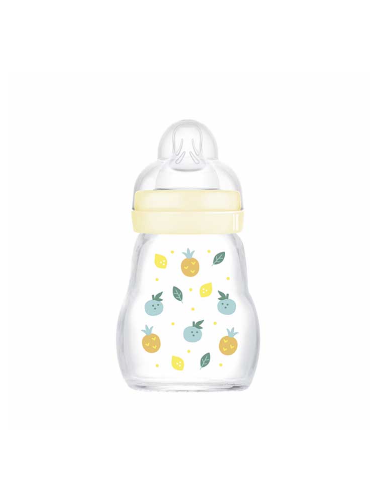 Mam Biberon Verre 170 ml Blanc - Tétine Débit 1 - Modèle : Cocktail de Fruits