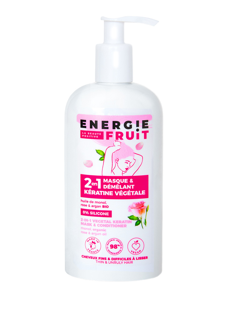 Énergie Fruit Masque Kératine Végétale Monoï Rose & Huile d'Argan Bio