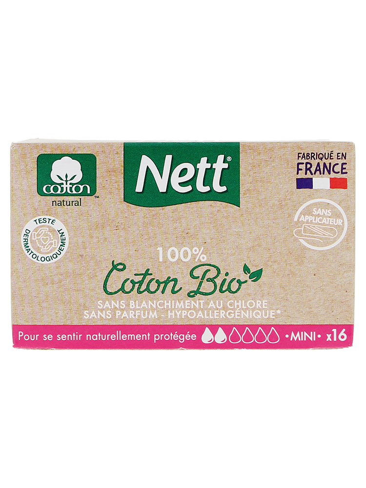 Nett Coton Bio Mini Sans Applicateur Flux Léger 16 Tampons